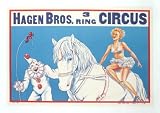 3 Ring Circus By Hagen Brothers. Size: 27.75 x 41 Inches. Rare Art Print