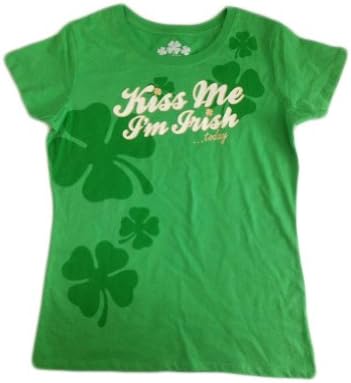 Lucky Tee Shirt Junior Girl's Kiss Me I'm Irish today Tee Shirt - Green - Large