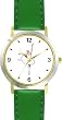 White Ballerina - Ballet Dancer No.1 - WATCHBUDDY&reg; DELUXE TWO-TONE THEME WATCH - Arabic Numbers - Green Leather Strap-Size-Large ( Men's Size or Jumbo Women's Size )
