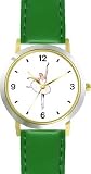 White Ballerina - Ballet Dancer No.1 - WATCHBUDDY&reg; DELUXE TWO-TONE THEME WATCH - Arabic Numbers - Green Leather Strap-Size-Large ( Men's Size or Jumbo Women's Size )