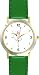 White Ballerina - Ballet Dancer No.1 - WATCHBUDDY&reg; DELUXE TWO-TONE THEME WATCH - Arabic Numbers - Green Leather Strap-Size-Large ( Men's Size or Jumbo Women's Size )