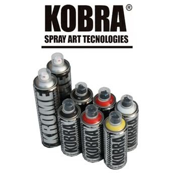 KOBRA Aerosol Spray Paint Sample Pack: 6 x 400ml Cans,1 x 600ml Big Black can, 1 x 600ml Krome can