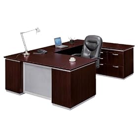 Mocha Personal File Credenza UDesk with Right Bridge Mocha Finish by DMI Furniture