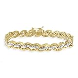 18K Gold over Sterling Silver Diamond Accent Two-Tone Braided Bracelet