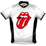 Primal Wear Men's The Rolling Stones White Hot Lick Rock Short Sleeve Cycling Jersey - RSHWJ10M
