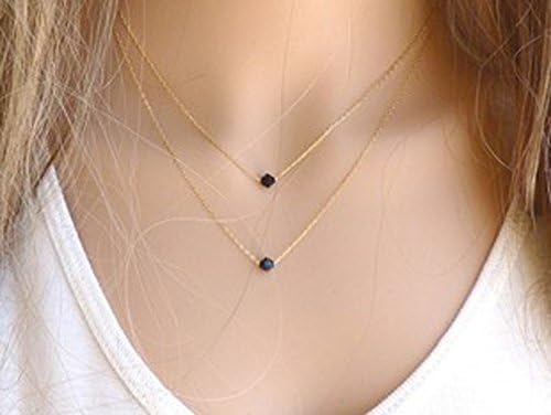 Women's Ladies Simple Black Crystals Fashion Alloy Pendant Necklace