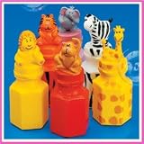 24 ZOO Animal Jungle Characters Bubble Bottles Lion Zebra Giraffe Monkey Tiger Elephant
