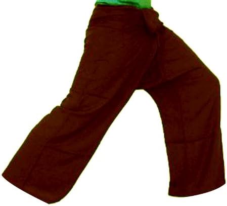 Best Thai Fisherman Wrap,Yoga,Massage,Pregnancy Pants/Waist up to 50" BROWN