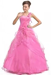 Lace-Up Full Length One Shoulder Tulle Prom Dress/Quinceanera Dress 