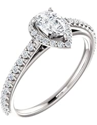 14K White Gold Pear Cut Diamond Halo-Style Ring -- LIFETIME WARRANTY