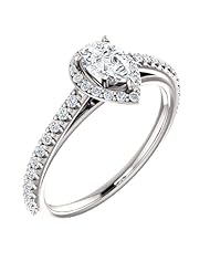 Platinum Pear Cut Diamond Halo-Style Ring -- LIFETIME WARRANTY
