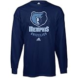 adidas Memphis Grizzlies Navy Blue Primary Logo Long Sleeve T-shirt