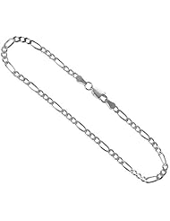 Sterling Silver Italian Figaro Chain Necklaces & Bracelets 3mm Beveled Edge Nickel Free, sizes 7 - 30 inch