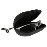 Zipper Capsule Sunglass Eyewear Case Nylon Pouch w/ Key Chain (Black)