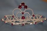 (SMALL)Elegant Bridal Wedding Tiara Crown with Crystal Party Accessories C6055(HOT PINK)