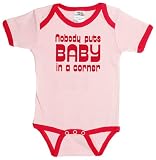 Urban Smalls Nobody Puts Baby In A Corner Short Sleeve Bootysuit, Pink, 6-12 Months