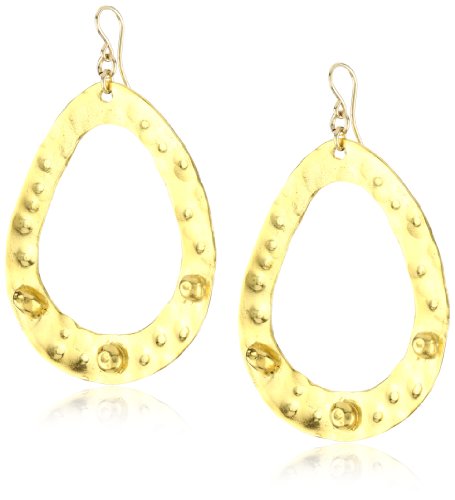 Devon Leigh Hammered Teardrop Bullet 18k Gold Dipped Hoop Earrings