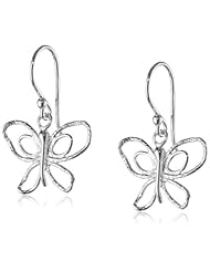 Sterling Silver Butterfly Drop French Wire Earrings