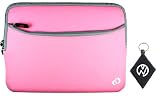 Acer Aspire One HAPPY2-13666 101 Inch Netbook Laptop Soft Neoprene Sleeve Case with External Zipper Compartment Pocket - Color Pink Grey NuVur Keychain ND10MBP1