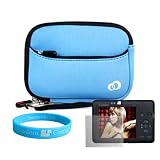 Light Blue Mini Glove Carrying Case for Canon Powershot A3100IS SD980 IS A480 SD 1100 IS Canon PowerShot TX1 SD1200 IS SD780 IS + Screen Protector + Wisdom * Courage Wristband