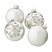 Hand-Painted White Glass Ball with Sparkle Snowflakes 4-pc. Ornament Set