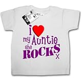 Dirty Fingers - I Love my AUNTIE she Rocks x - Baby & Toddler T-shirt 12-18 months, White