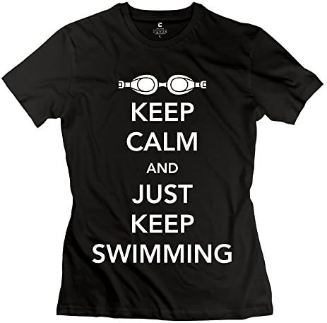 ZLSJ Women's Tshirt Keep Calm Swimming Size XXL Black