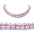 Double Strand 17-18 Inches 8-9mm Purple Oval Shape Freshwater Cultured Pearl Necklace