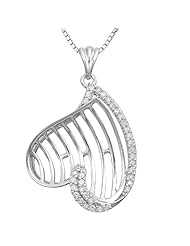 Sterling Silver Diamond Modern Heart Pendant Necklace (1/4 cttw, I-J Color, I2-I3 Clarity), 18"
