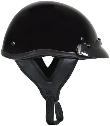 Outlaw Motorcycle Biker DOT Approved Half Helmet Glossy Black Medium