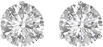 14K White 7.5mm Round Forever Brilliant Created Moissanite 3-Prong Earrings
