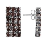 Garnet Gemstone Rectangular Sterling Silver Post Back Earrings