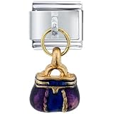 Golden Italian Charm Bracelet Purse Purple Gold - B0002H7BVW