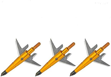 Hunting Arrow Heads 3PC 65mm Archery Hunting Broadheads 2 Blade Broad Screw Tips Arrow Head Alloy Metal Arrow Heads (Golden)