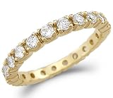14k Yellow Gold Eternity Channel Cz Wedding Band Ring Size 5, 6, 7, Or...