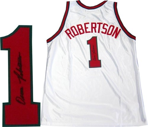 Oscar Robertson Autographed/Hand Signed Milwaukee BUcks Authentic White Jersey