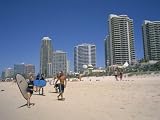 Beach, Central Shopping Mall and Restaurants, Surfers Paradise, Gold Coast, Queensland, Australia Photographic Poster Print by Ken Wilson, 24x18