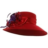 Down Brim Rose Wool Felt Hat-Red Purple by E4hats