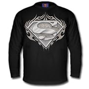 Superman Biker Metal Thermal Longsleeve T-Shirt (Black)