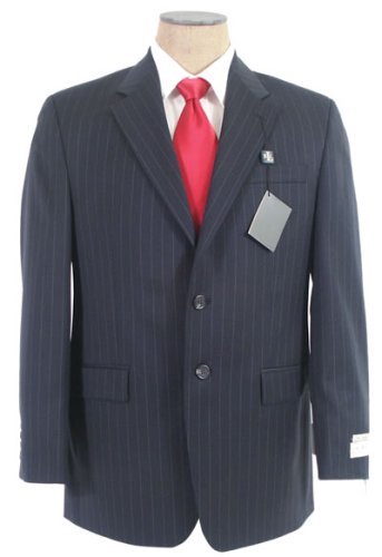 Ralph Lauren Mens Single Breasted 2 Button Navy Blue Pinstripe