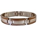 Stainless Steel Men's Link Bracelet w/ Brown Plating, 8"