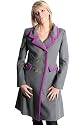 N07 Womens Grey Purple Long Military Coat Sizes 8-14 UK