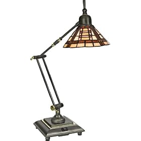 Ansel Tiffany Style Glass Downbridge Desk Lamp by Quoizel