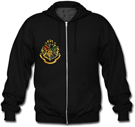 Sportfunnn Fashion Harry Potter Hogwarts Mens Full Zip Hooded Sweatshirt X-Small Black