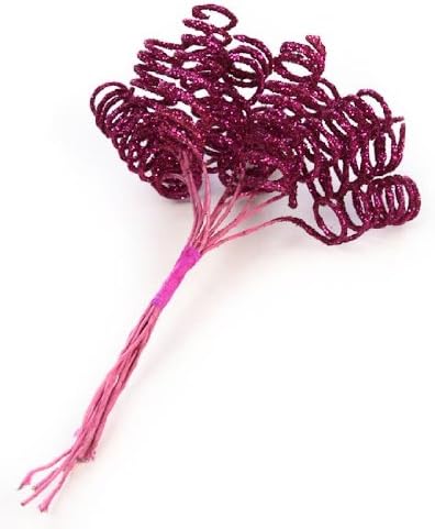 Package of 12 Bunches of Fuchsia Hot Pink Glitter Sparkly Ting Ting Cur;s
