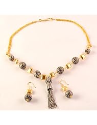 Sterling Silver Gold Plated Vermeil Oxidized Necklace Earrings Jewelry Set