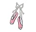 Pink Ballet Shoes - Slippers/Silver Bow - Iron on Applique/Embroidered Patch