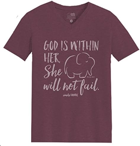 Simply Faithful Women's God Is Within Her Christian T-shirt-Eggplant-xl