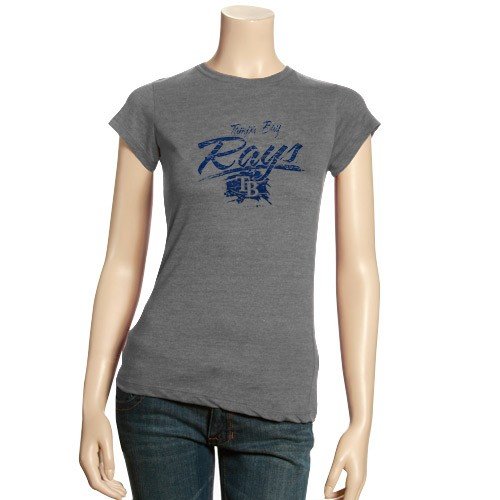 Tampa Bay Rays Ladies Heather Charcoal Scratch Babydoll T-shirt (Large)