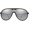 I Ski Climax Classics Designer Sunglasses - Matte Black with Orange Line/Smoke with Silver Flash